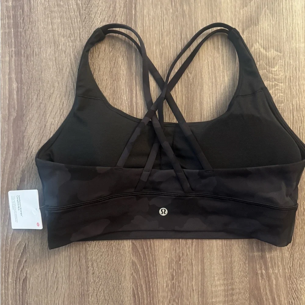 Lululemon Black Camouflage Energy Longline Sports Bra. Size 12. - Picture 2 of 15